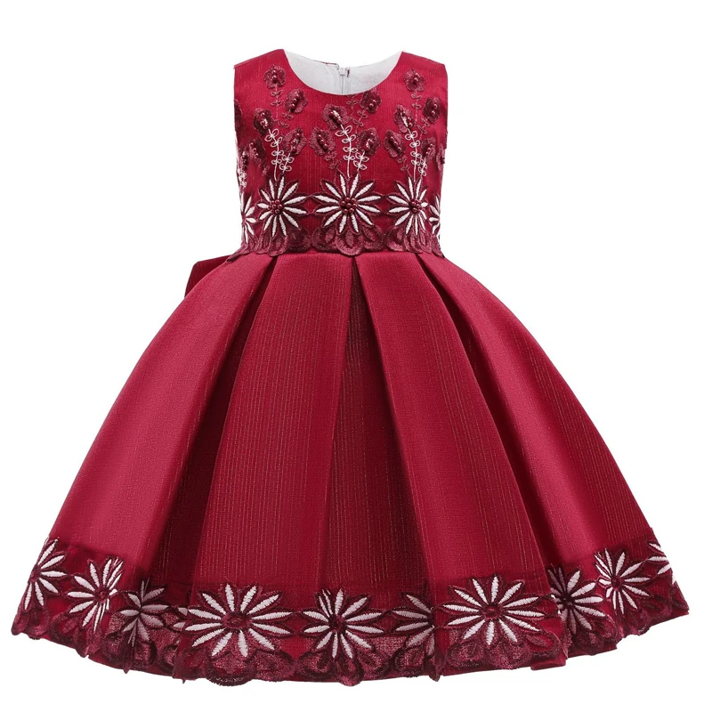 

Children's dress Spring New Print Soild Color Formal Wedding Princess Dress 2022 New Year Gown Kids Vestidos Girls Dress 4-10 Y