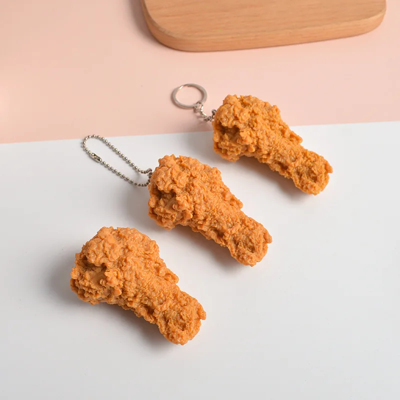 Fried Chicken Simulation Food Keychain French Fries Drumstick Chicken Nuggets Key Chain Restaurant Client Gift Chef Cook Keyring