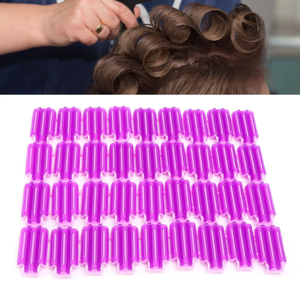 45pcs PP Hair Perm Clips Crinkle Design Purple Pink Color Perm Rods Set Durable Portable Curly Hair Makers Salon Use