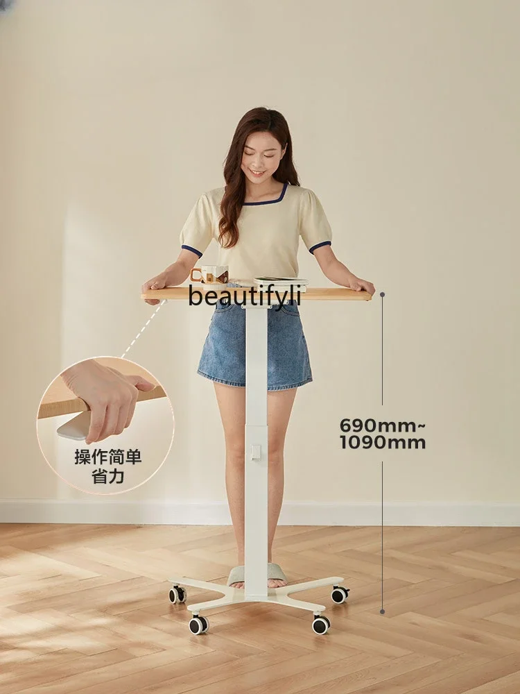 

B7304 ss Standing Pneumatic Lifting Bedside Table Movable Study Office Desk