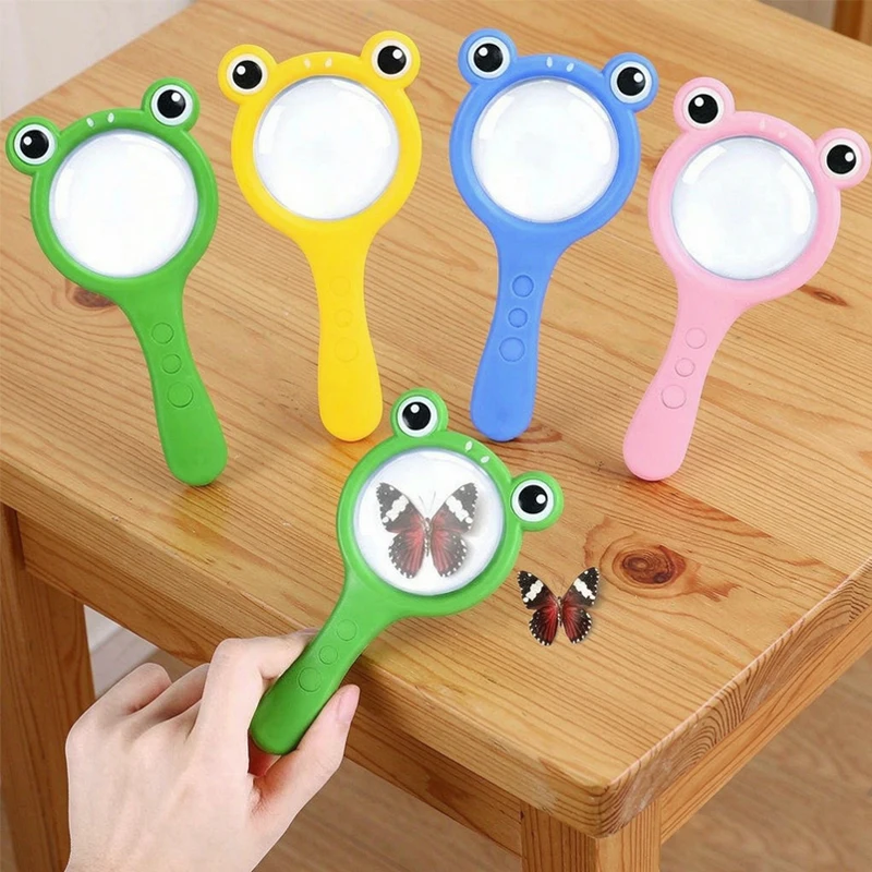 1PC Handheld Magnifier with Non-Slip Cute Cartoon Animal Design 5X-10X Magnifying Glass for Science Education And Experiments To