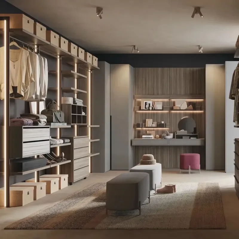 Modern Eco-Friendly Solid Wood Bedroom Closet-Floor-Mounted 5+ Drawers & 10 Shelves Durable Easy Assembly