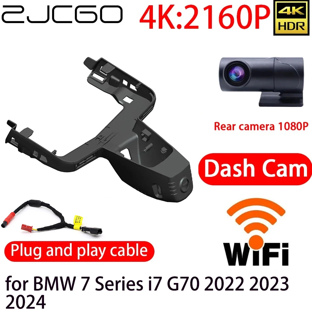 

ZJCGO 4K Car DVR Dash Cam Wifi Front Rear Camera 24h Monitor for BMW 7 Series i7 G70 2022 2023 2024