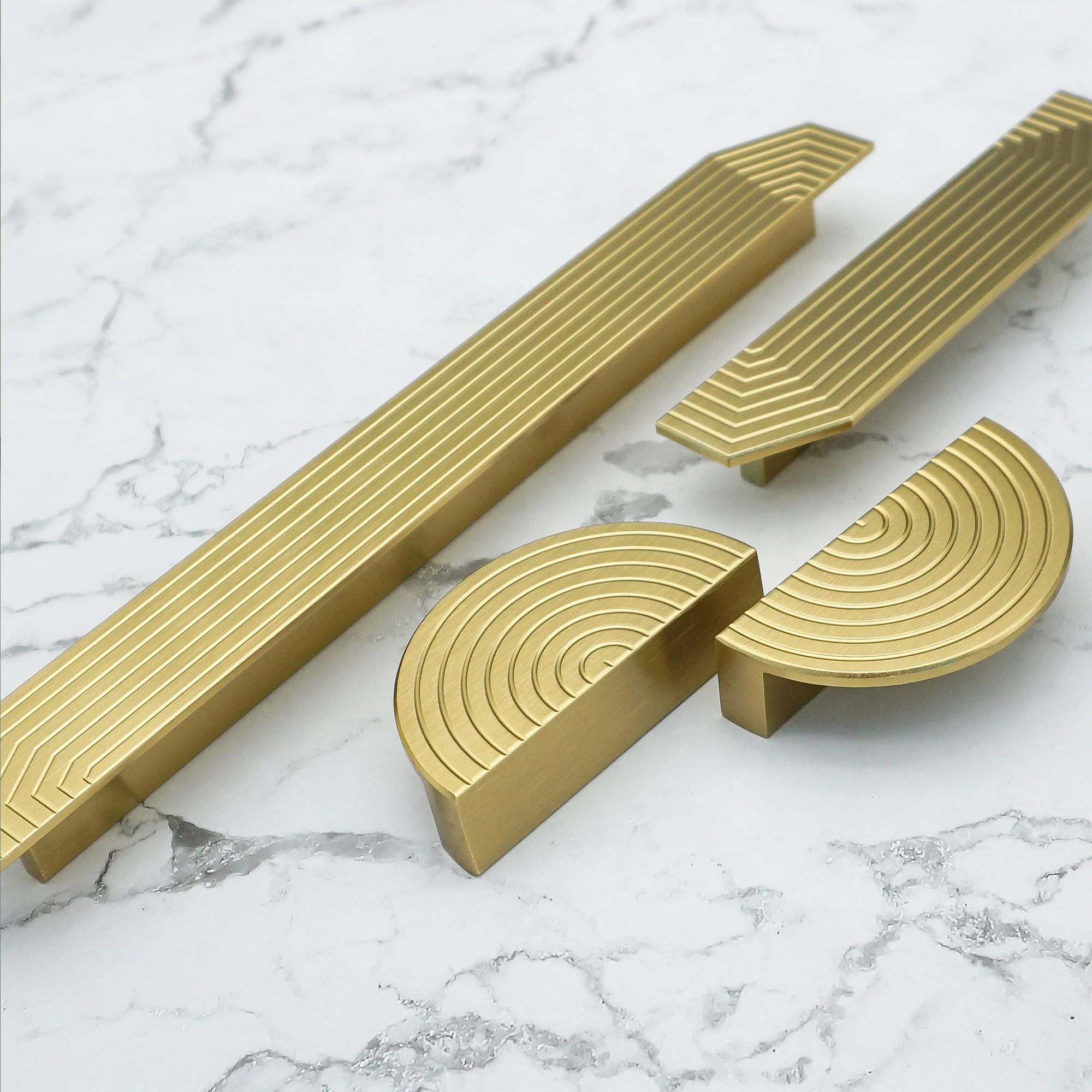 1 PC Chinese Style Aluminum Alloy Furniture Handles Semicircle Shape Kitchen Cabinet Pulls Handle Modern Brushed Gold Door Knobs