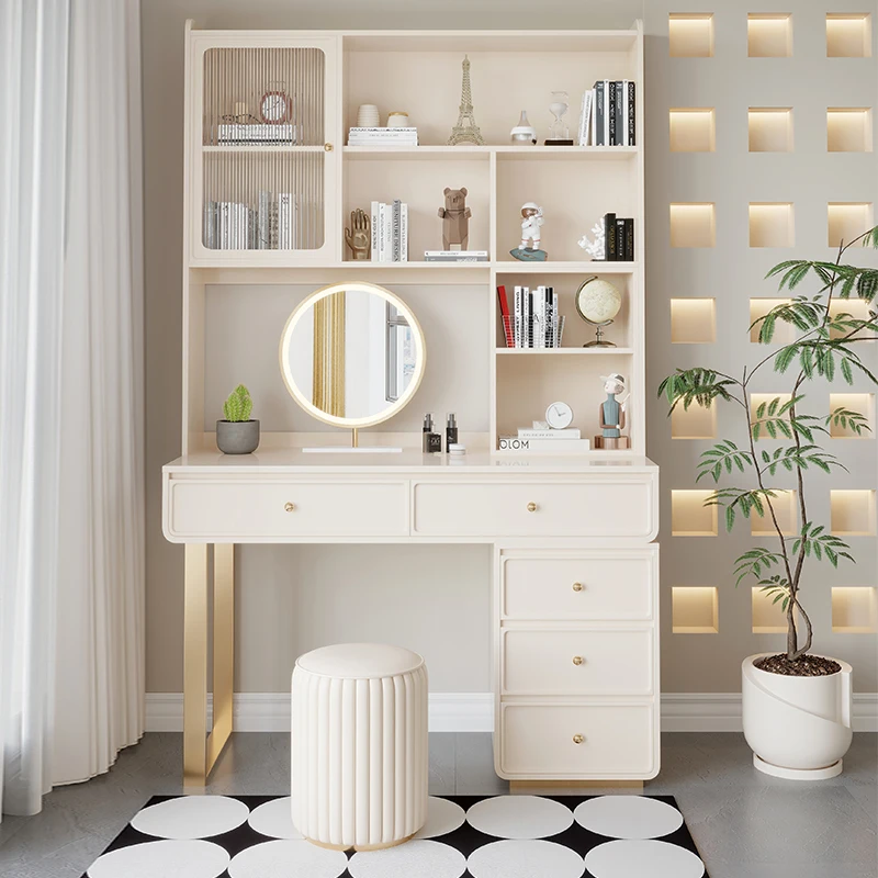 Make Up White Dresser Storage Women'S Mirrors Cabinet Dressing Table Drawers Multifunction Penteadeira Quarto Modern Furniture