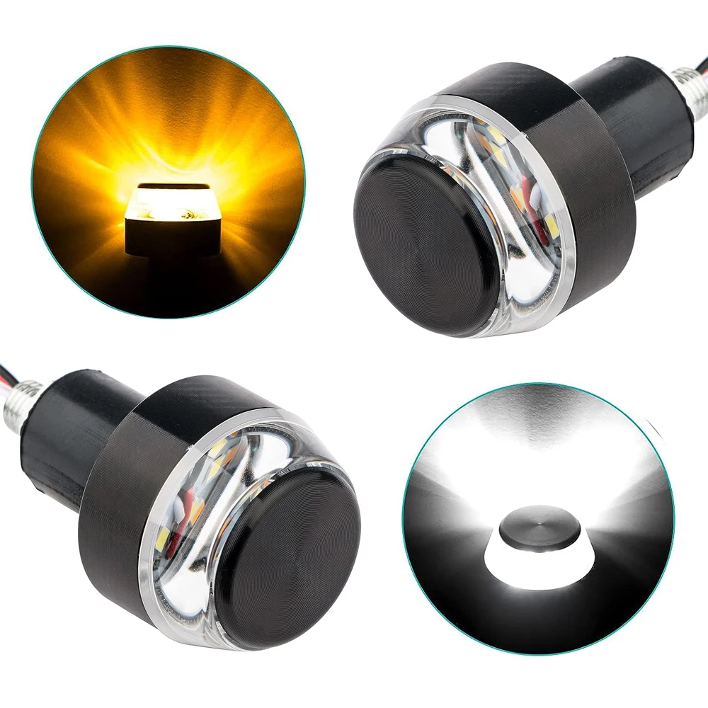 

1 Pair Motorcycle Handlebar End Light 12 LEDs Amber Lamp Scooter Blinker Flasher Resistor Front Light For Cafe Racer Classic