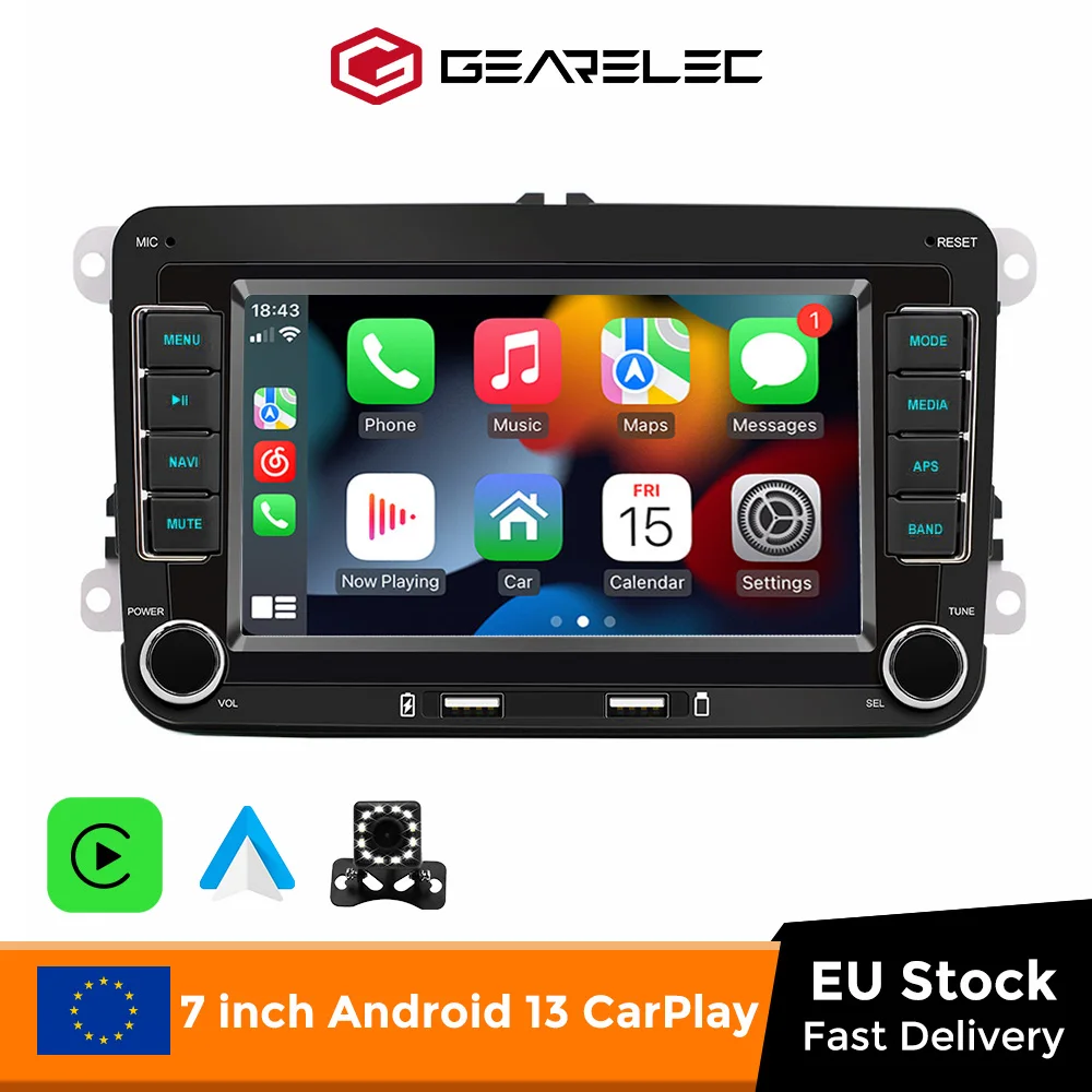 7 Inch Android 13 Car Radio For VW POLO GOLF 5 6 Plus PASSAT B6 JETTA TIGUAN TOURAN SHARAN Seat Carplay Audio Stereo GPS