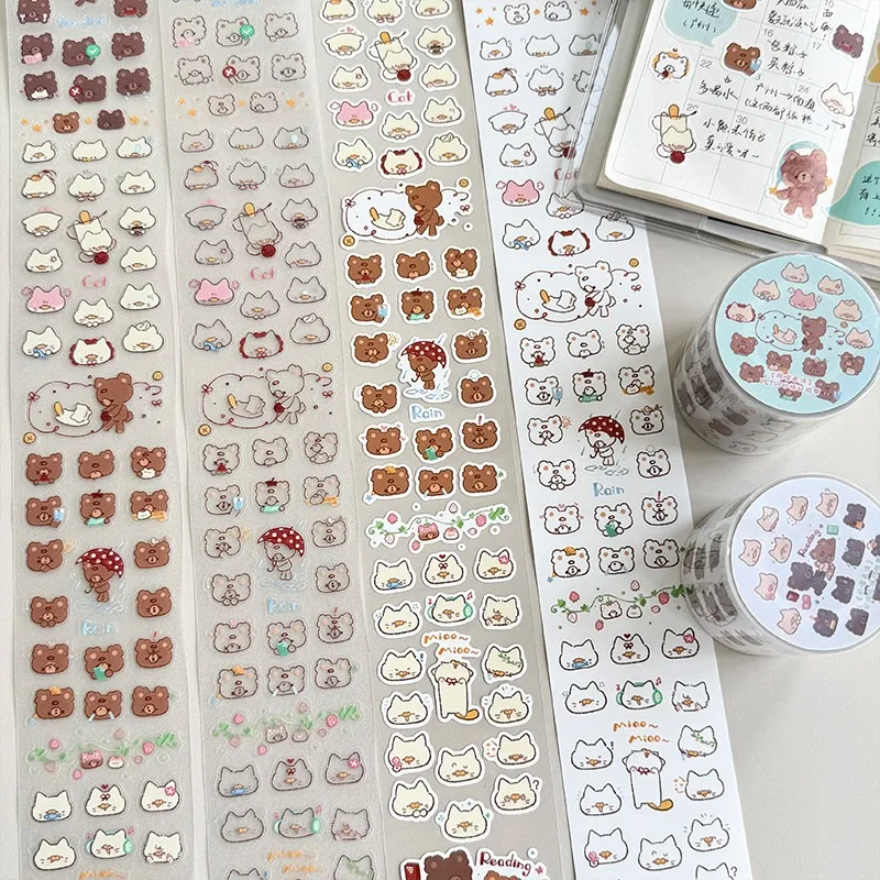 Berryland Lovely Bear Expressions Die Cut Yupo PET Tapes Craft Supplies DIY Scrapbooking Card Making Plan Sticker