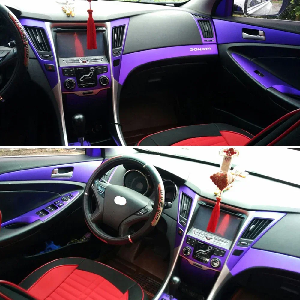 Car-Styling 3D/5D Carbon Fiber Car Interior Center Console Color Change Molding Sticker Decals For Hyundai sonata 8 2011-2014