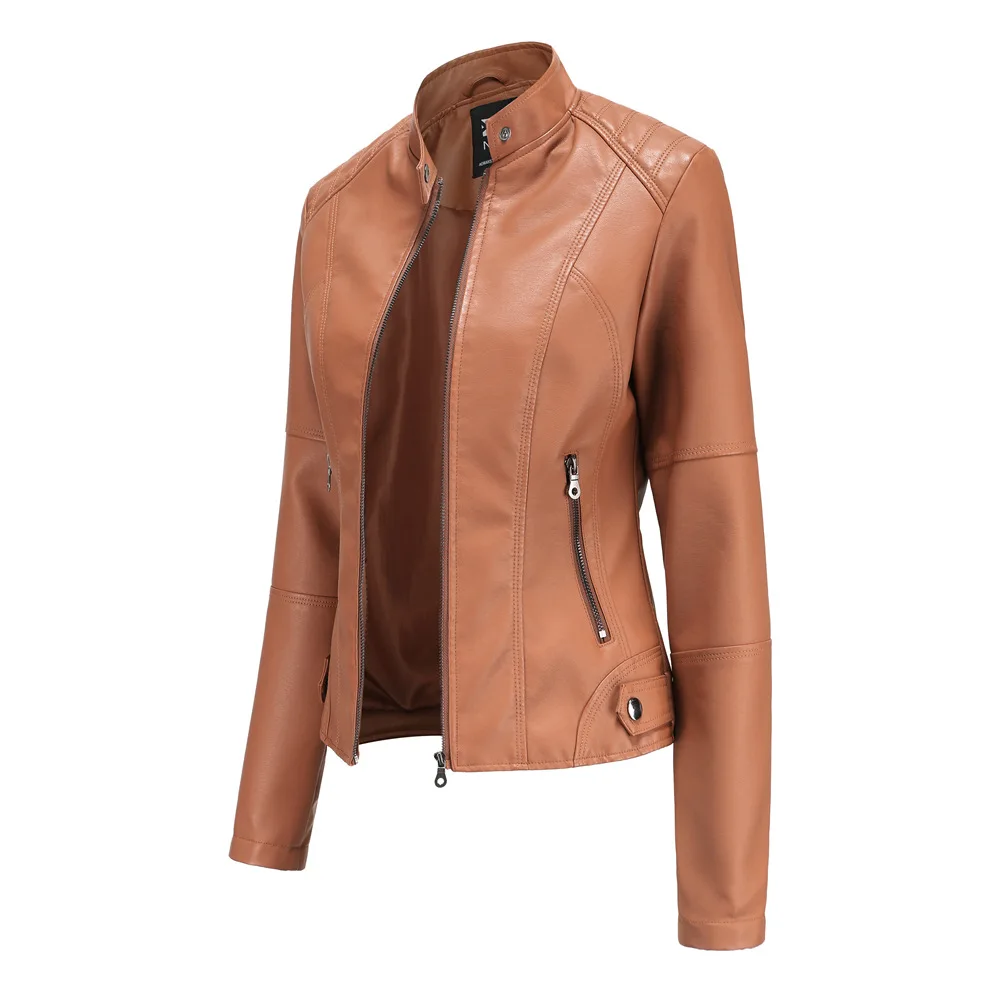 Giacca in pelle invernale 2022 giacca da moto Slim Fit da donna giacca in pelle Pu colletto alla coreana giacca in pelle artificiale da donna