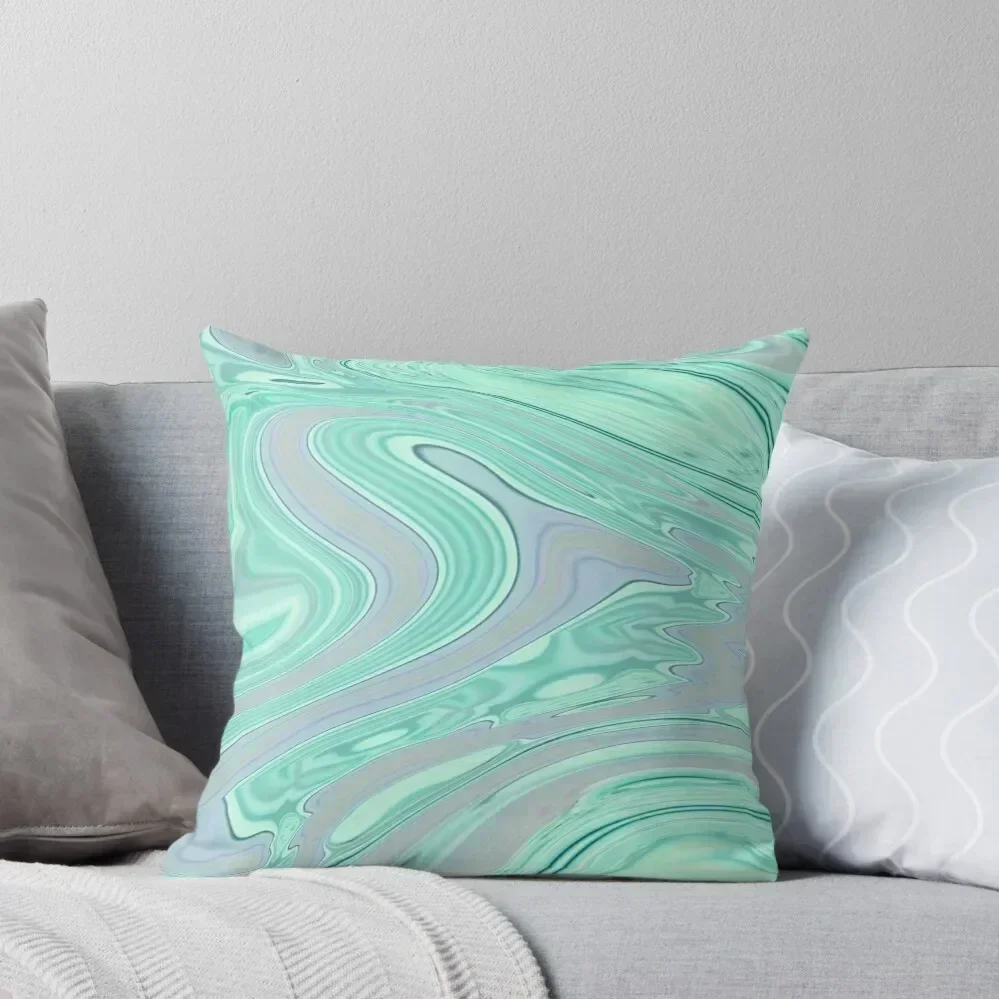 

preppy chic spring summer pastel green mint swirls Throw Pillow Decorative Cushions Pillows Aesthetic Sofas Covers pillow