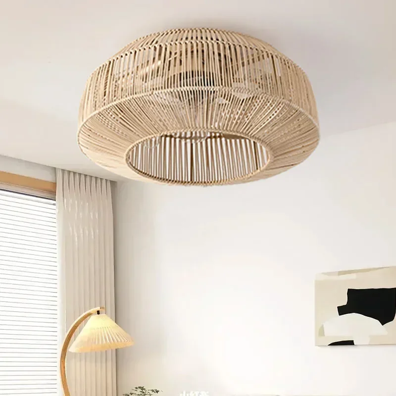 Postmodern Simple Ceiling Fans Lights Personality Novelty Handmade Bamboo Rattan Lamp Restaurant Bar Cafe Woonkamer Teahouse