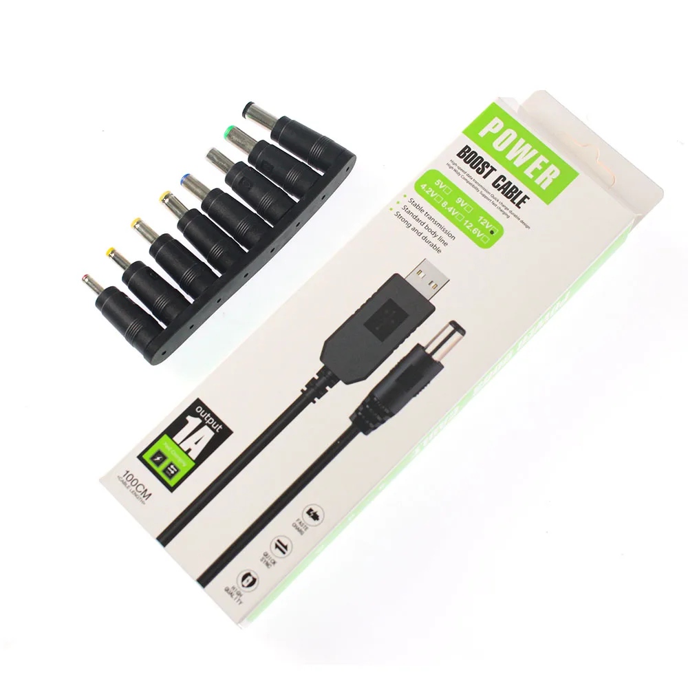 USB خط تعزيز الطاقة تيار مستمر إلى تيار مستمر 5 فولت 9 فولت 12 فولت مع صندوق محولات خطوة المتابعة وحدة USB محول كابل محول مع 8 قطعة موصل التوصيل #2
