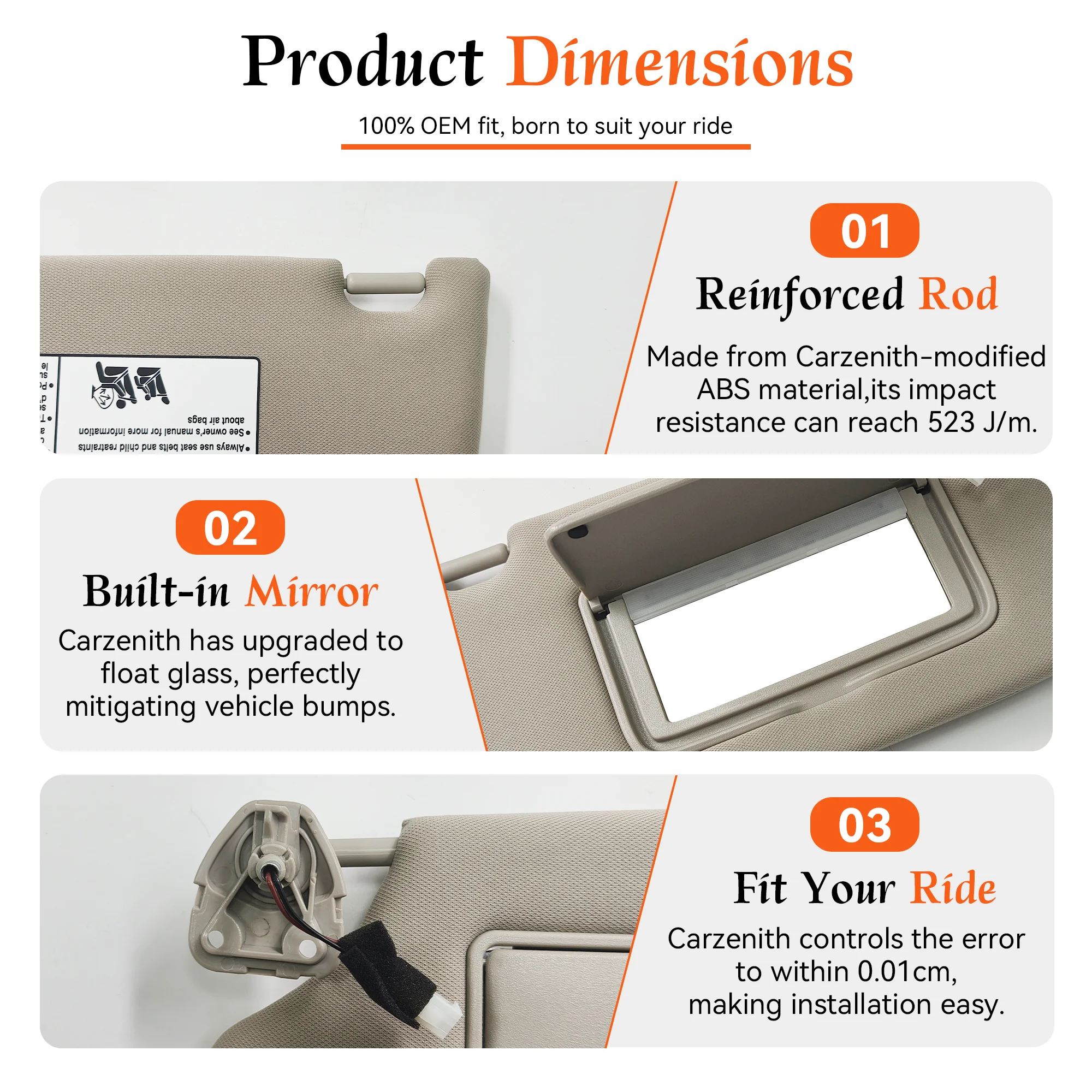 Carzenith Sun Visor For Nissan Maxima 8 VII A36 2015 2016 2017 2018 2019 2020 2021 2022 2023  Sunvisor Left Right Side - view 5