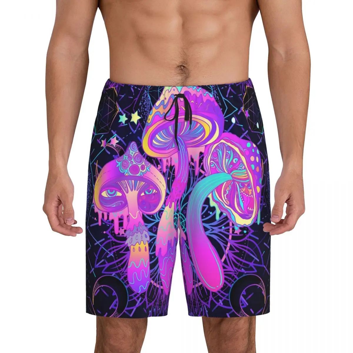 

Custom Magic Mushroom Trippy Psychedelic Neon Pastel Goth Pajama Shorts Sleepwear Bottom Stretch Sleep Short Pjs with Pockets