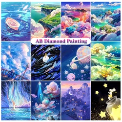 5D DIY AB Diamond Painting Cartoon Landscape Art Picture Full Diamond Mosaic Embroidery Flower Cross Stitch Set Home Decoration