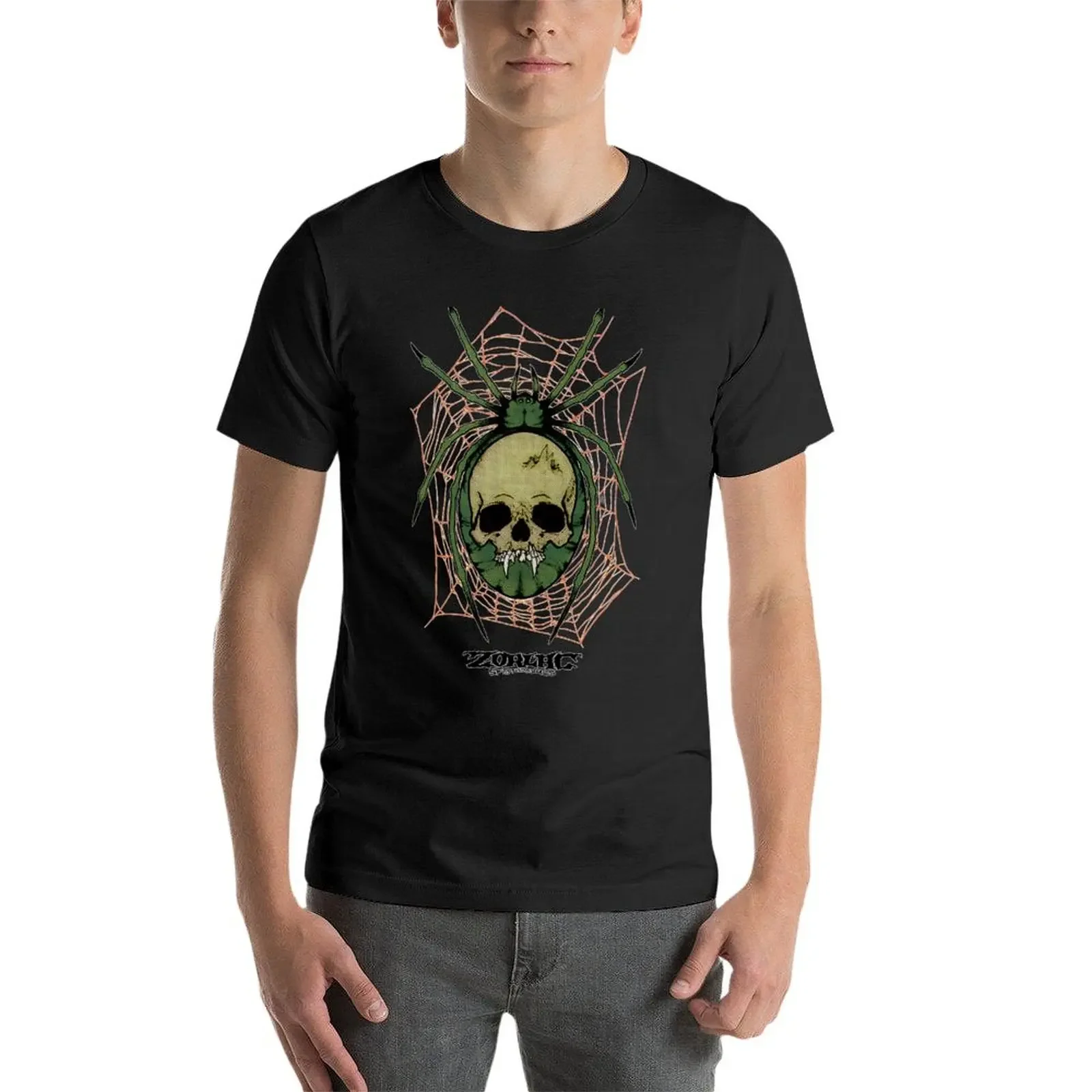 Pushead-T-shirt Zorlac Sateboards pour hommes, Spider Skull, Streetwear noir, T-shirt surdimensionné, Vêtements de créateurs