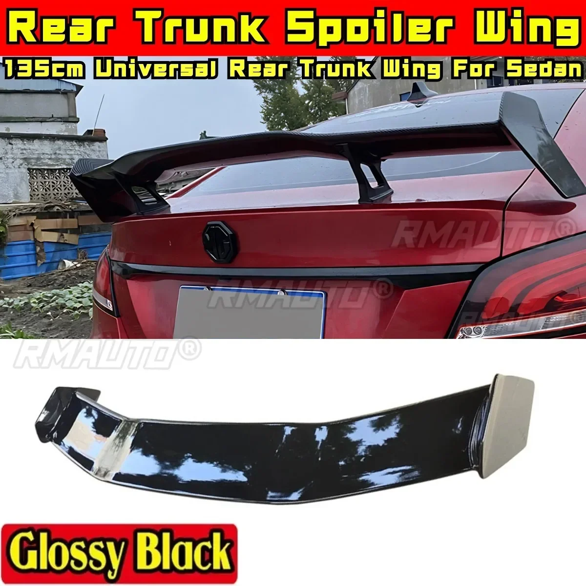 

Для седана 135 см универсальный задний спойлер на крыло багажника глянцевый черный GT стиль автомобильный спойлер на багажник крыло комплект кузова автомобильные аксессуары