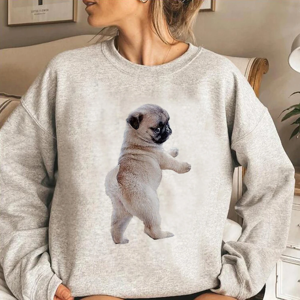 

Pug hoodies women Korean style long sleeve top anime Fleece tracksuit Hooded Shirt women streetwear Hood