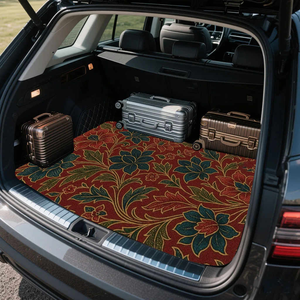 1pc Car Decorative Print Trunk Mat, A Must-Have For Travel, Universal For Various Car Models, An Indispensable Interior Decorati