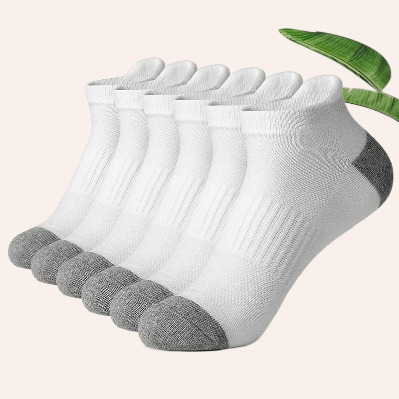 6/12 paires de chaussettes en coton de haute qualité pour hommes et femmes, chaussettes courtes de sport, couleur unie, cyclisme, maille respirante, blanc, noir, cheville