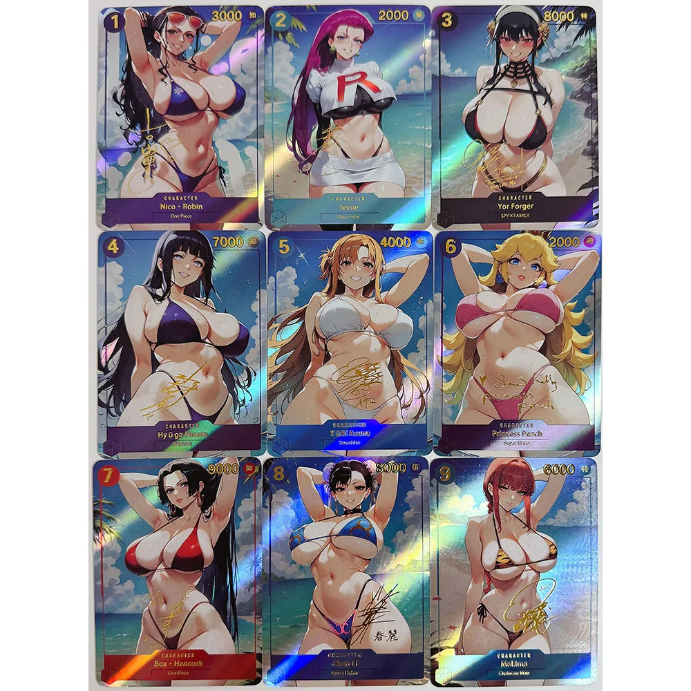 9PC/Set Anime DIY ACG Albedo Premium Flash Card Boy Collectible Card Christmas Birthday Gift One Piece Naruto Demon Slayer