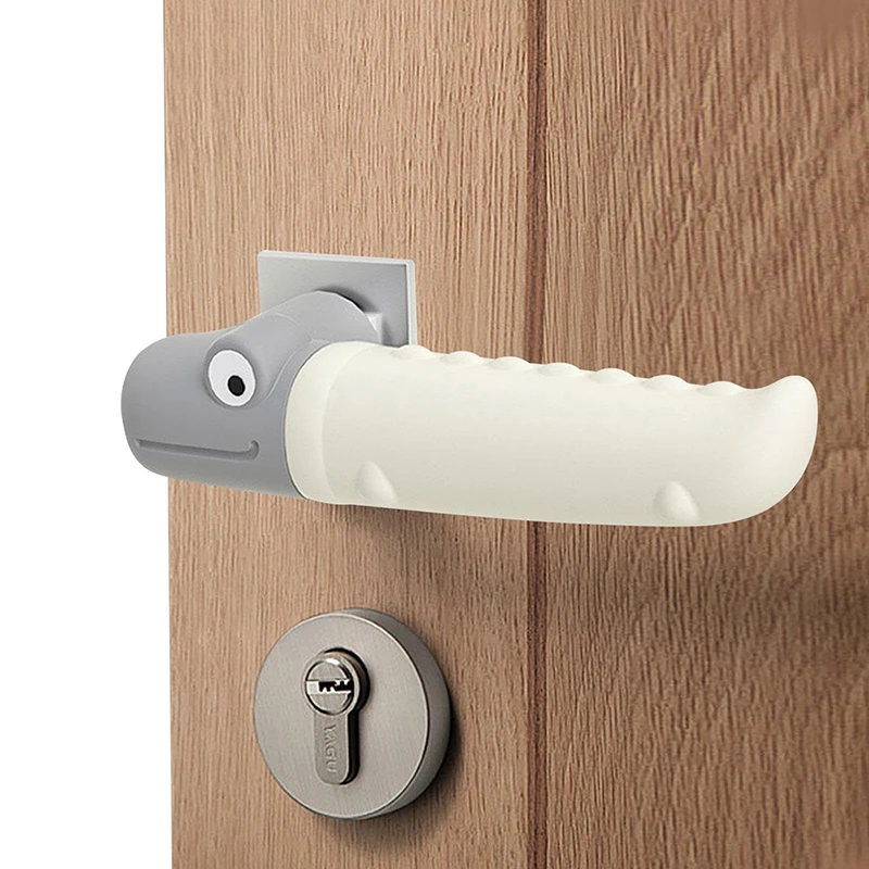 Children\'S Safety Door Handle Protector Crocodile Silicone Safety Door Handle Anti-Impact Protector Household Supplies