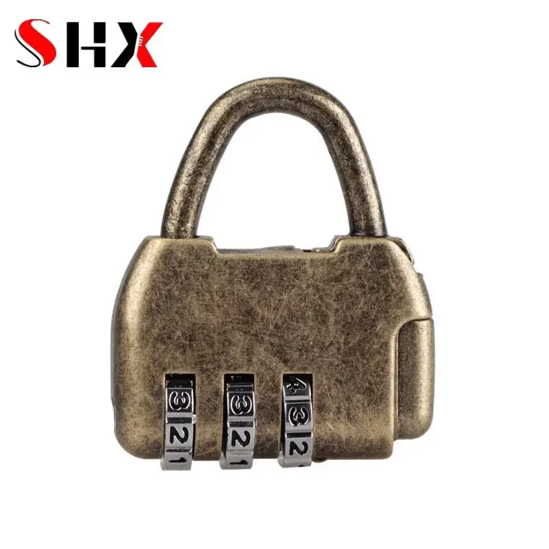 1/2/4/6 Pcs Retro Bronze Combination Padlock Door Lock Classical Album Notebook Padlock Bag Three-digit Combination Lock