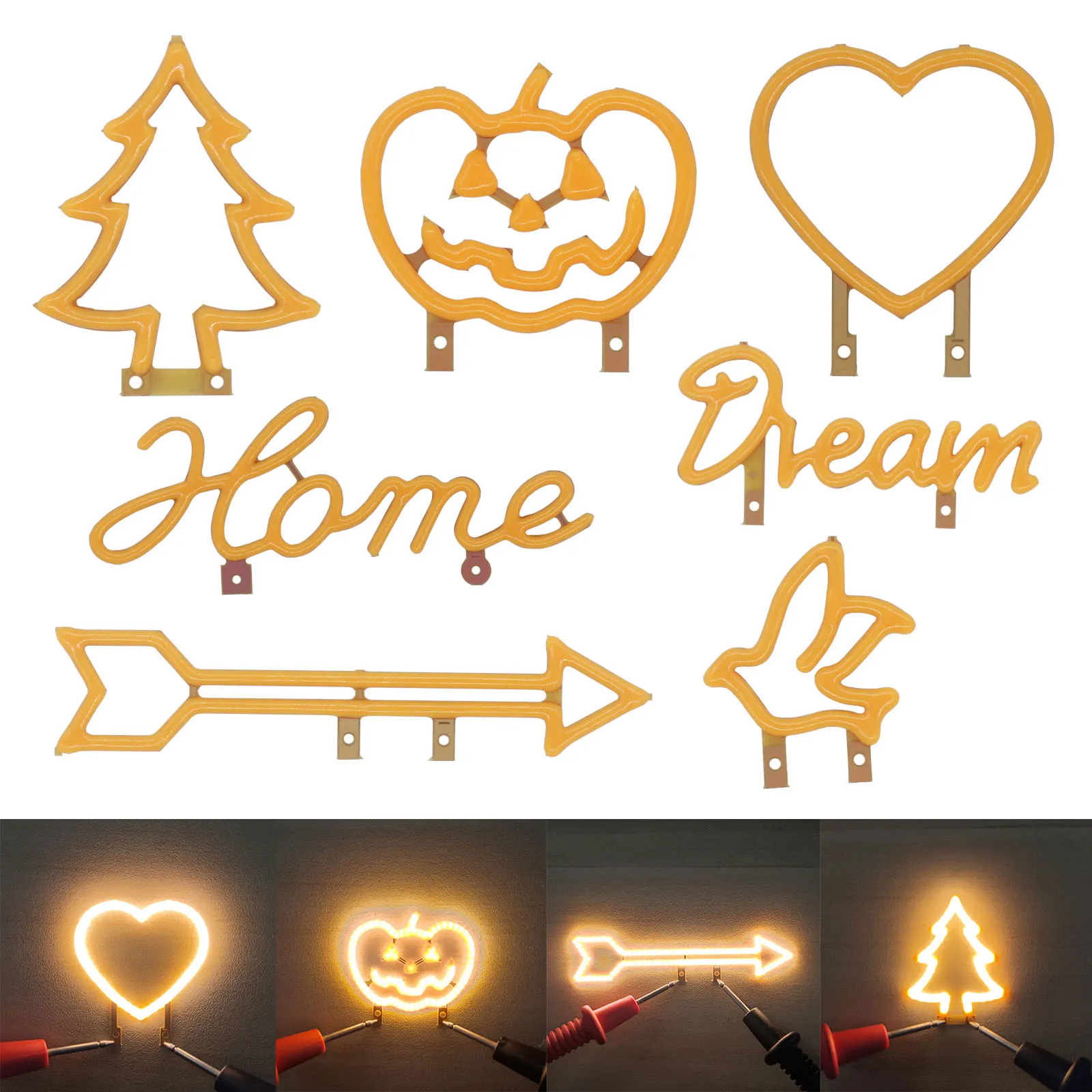 DC3V LED COB Edison Flexible Filament Warm Diode ChristmasLight Holiday Party Love Letter Decoration Light DIY Bulb Accessories