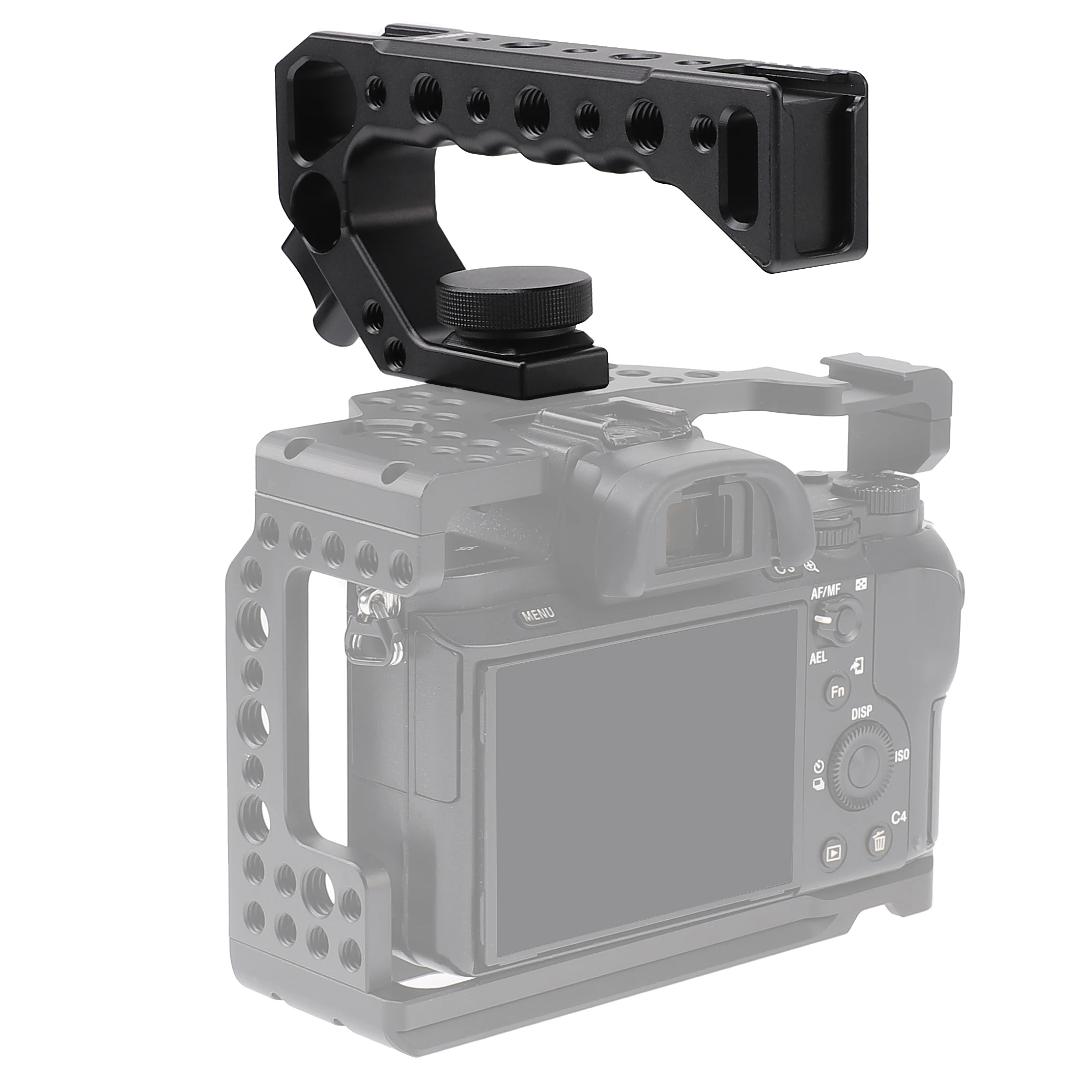 Impugnatura superiore per fotocamera DSLR per Sony Canon Nikon Panasonic Camera Cage Rig 1/4 3/8 fori Cold Shoe ARRI Thread Mount Handgrip