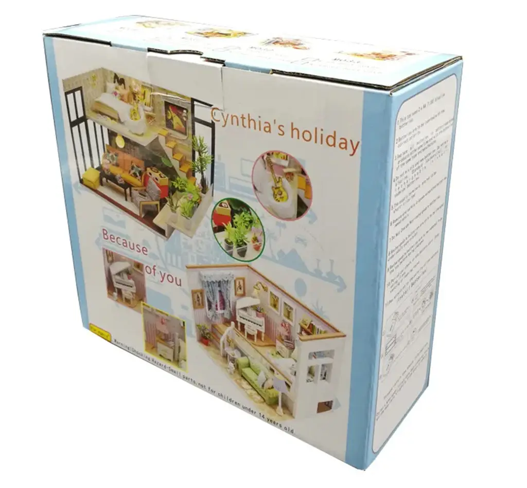 DIY 목재 미니어처 하우스 키트 - 피아노/소파가 포함된 창의적인 수제 작은 방 모델, 정교한 데스크탑 장식