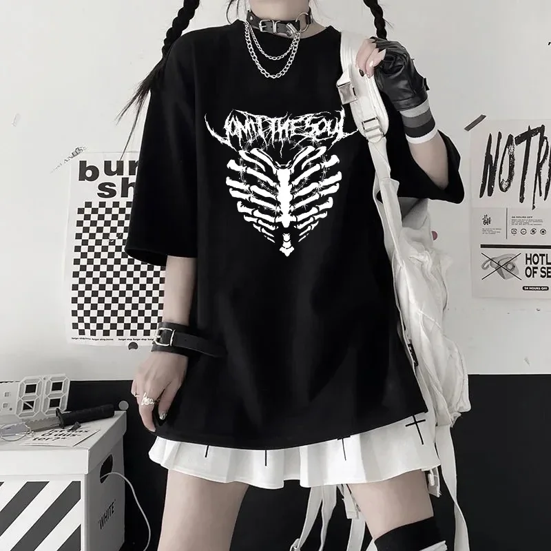 Oversized T-shirt Women Harajuku Casual Short Sleeve Tee Shirt Summer Cartoon Pattern Chic LOVE Print Punk Fashion Tops Clothes