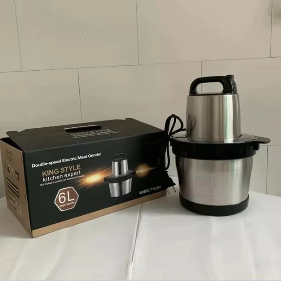 High-Power 5-Blade Mechanical Meat Grinder Large-Capacity 6L 8L 12L for Household Use Electric Source