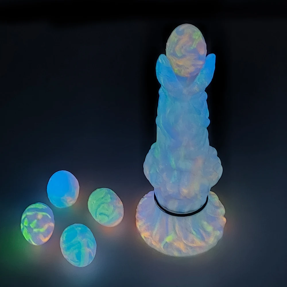 FAAK Fantasy Pneumatic Luminous Ovipositor Butt Plug Lay Eggs Dildos Silicone Glow in Dark Anal Sex Toys Adult Game Masturbators