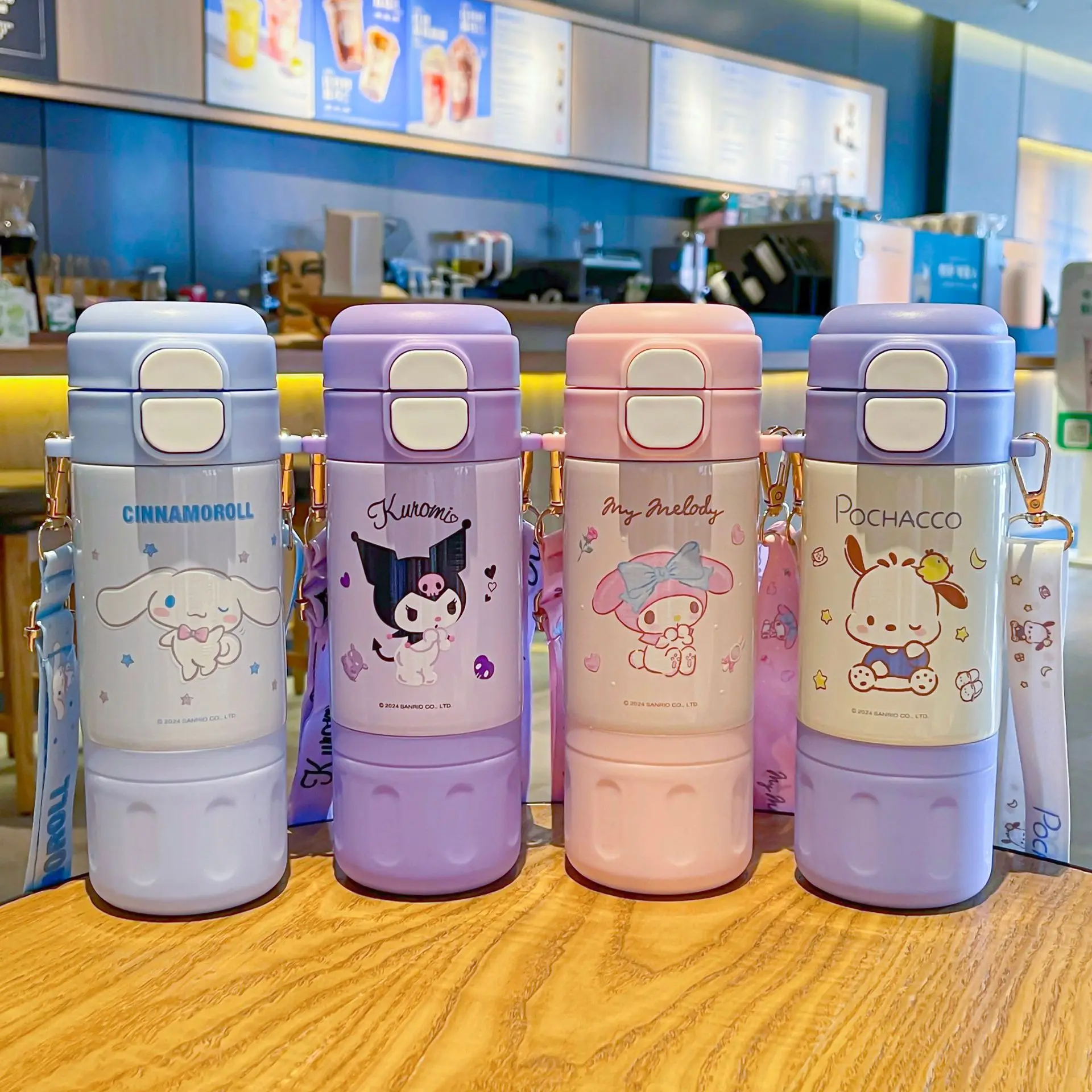 480ml Sanrio Thermos Cup Hello Kitty Kuromi Cinnamoroll Water Cup My Melody Student Stainless Steel Tinsulated Water Bottle Gift