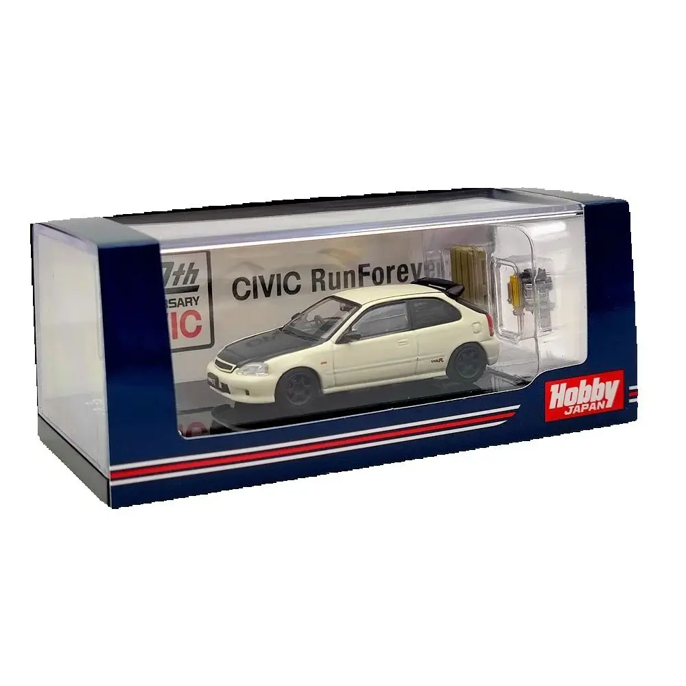 Hobby Japón 1/64 para Civic TYPE R (EK9) con modelo de pantalla de motor blanco y amarillo juguetes fundidos a presión regalos de colección de coches