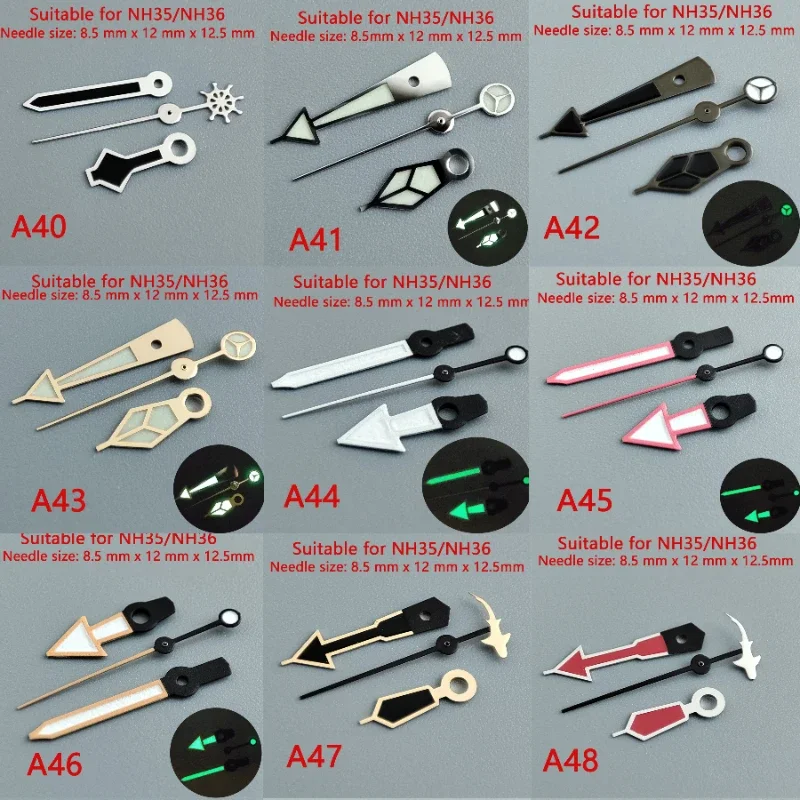 Top Watch Accessories Watch Pointer NH35 Pointer Watch Hands Green Super Luminous Suitable or NH36 Movement Roxe 904L Steel Band