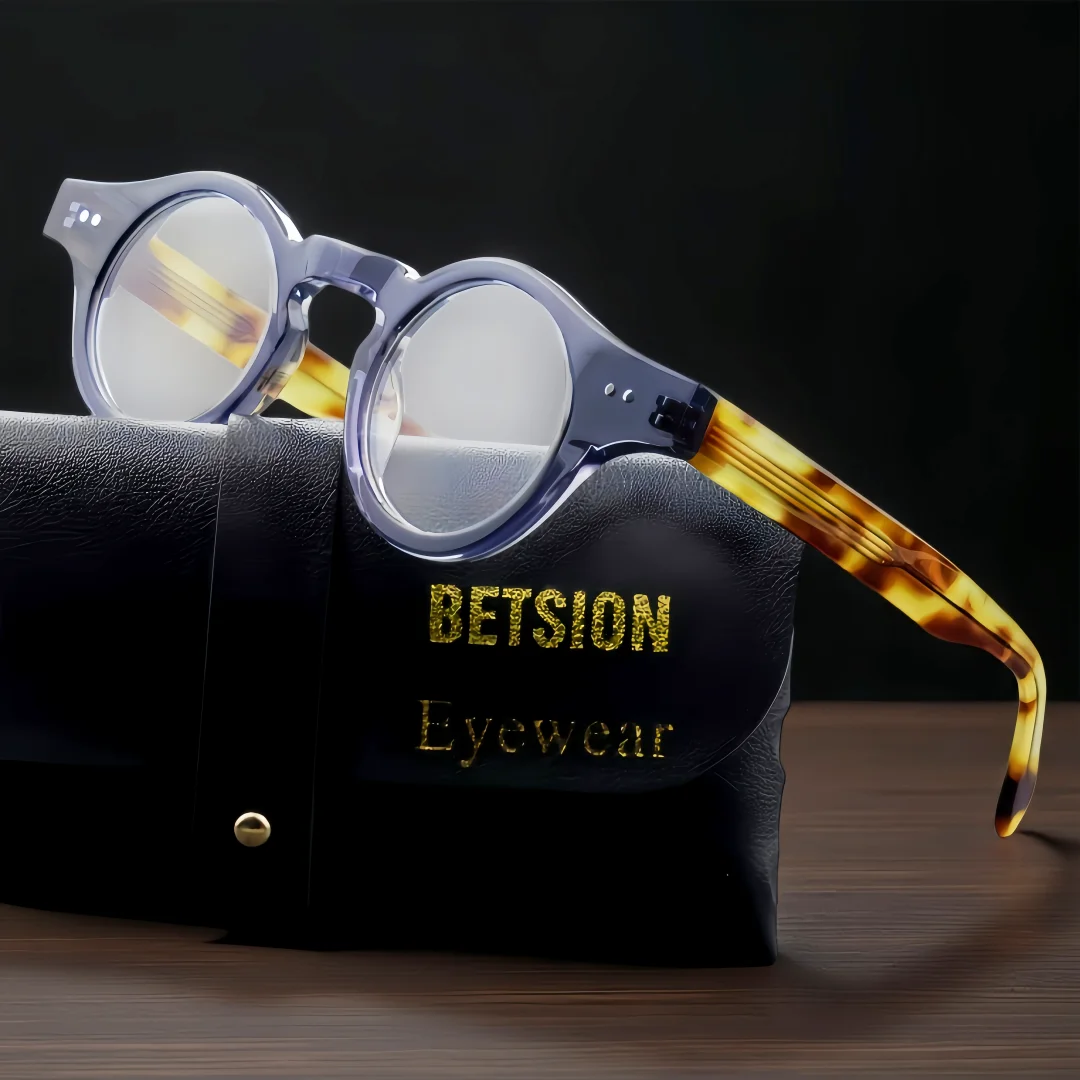 

BETSION Retro Round Acetate Eyeglasses Frame Fashion Daily Wear Eyewear Frames Men Women Trendy Spectacles #23121
