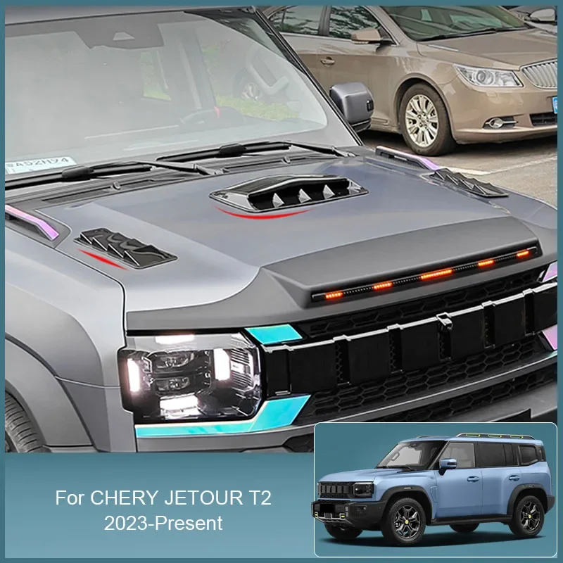 

For Chery Jetour T2 2023-2025 Car Carbon ABS Decorative Hood Air Vent Cover Engine Hood False Air Vent Modification Accessories