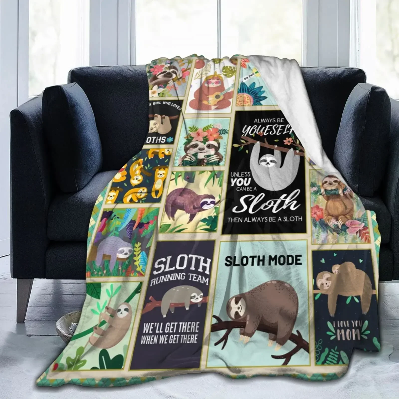 

3D Print Cute Sloth Throw Blanket Super Bed Couch Smooth Soft Throw Blanket Lightweight Sofa Travelling Camping Kids Blanket