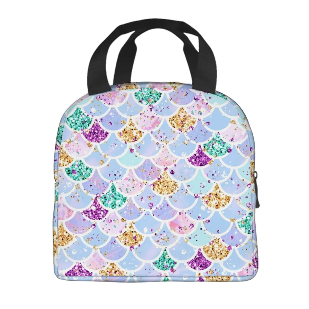 Simple Mermaid 2D Flat Cartoon Insulated Lunch Bag Best Gift for Boys/Girls Small School Cooler Bag Aluminum Foil Picnic
