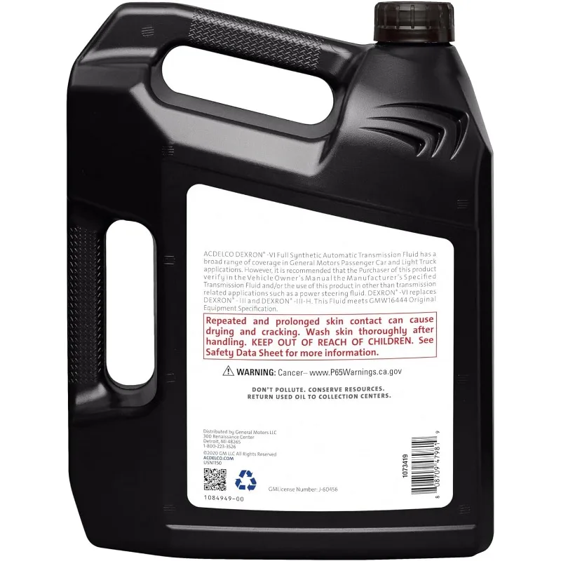 ACDelco GM Original Equipment 10-9244 (88865618) Dexron VI Full Synthetic Automatic Transmission Fluid - 1 gal