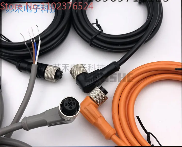 5 pieces M8 M12 plug cable aviation plug cable/straight end/elbow/3-core/4-core/2m/3m/5m/black/gray