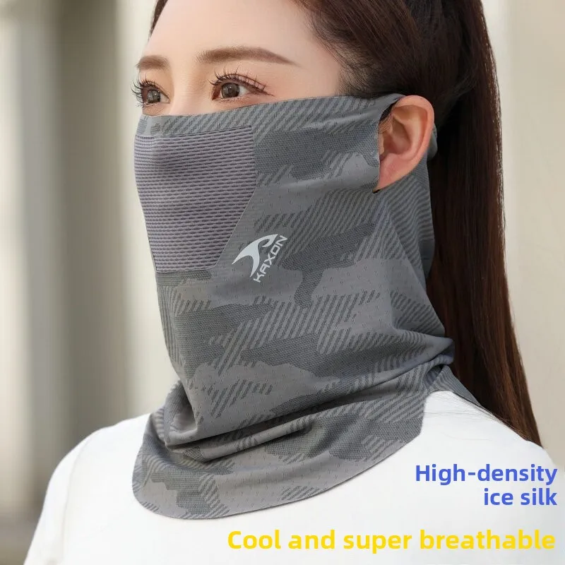 Running Sun Protection Face Mask Breathable Ultraviolet Protection Women's Ear Hanging Silk Scarf Cycling Fishing Neck Protec...