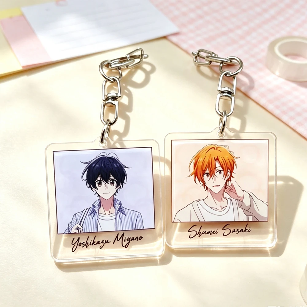 2Pcs Anime Sasaki and Miyano Acrylic Keychain Backpack Pendant Decor Keyring Accessories BL Manga Fans Birthday Gift