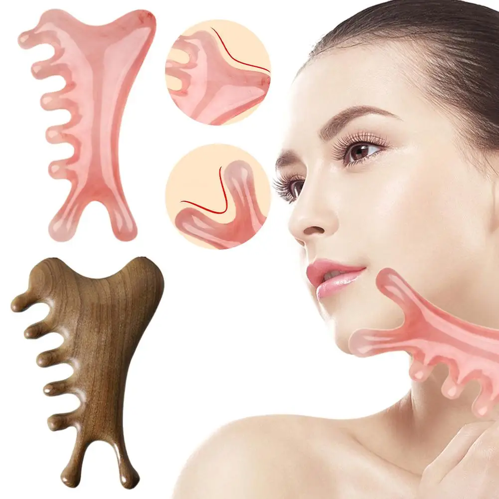 مشط تدليك ميريديان بخمسة أسنان من الراتنج أداة تدليك نقطة الرأس بخمسة مخالب لتخفيف الضغط مشط صغير محمول