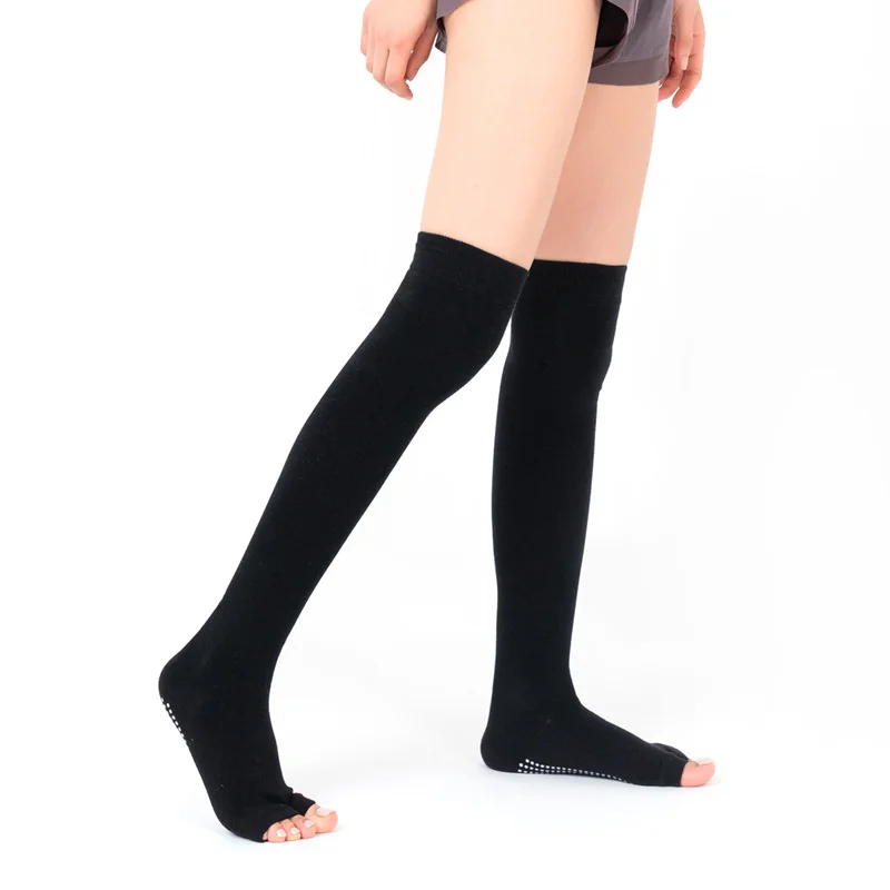 Calcetines de Yoga antideslizantes con punta dividida para mujer, medias largas de tubo sobre la rodilla, entrenamiento de Danza Latina del vientre, calcetines de algodón de tubo alto, piernas cálidas