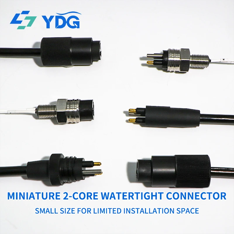 SubConn Compatible 2 Pins Micro Underwater Connector MC Series Male & Female 10A 300V IP69K 7000m Stainless Steel Gold Plated