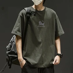 Fashion Trend Versatile Men Clothing New Pure Cotton T-Shirts Summer O-Neck Printing Young Style Casual Short Sleeve Loose Tops