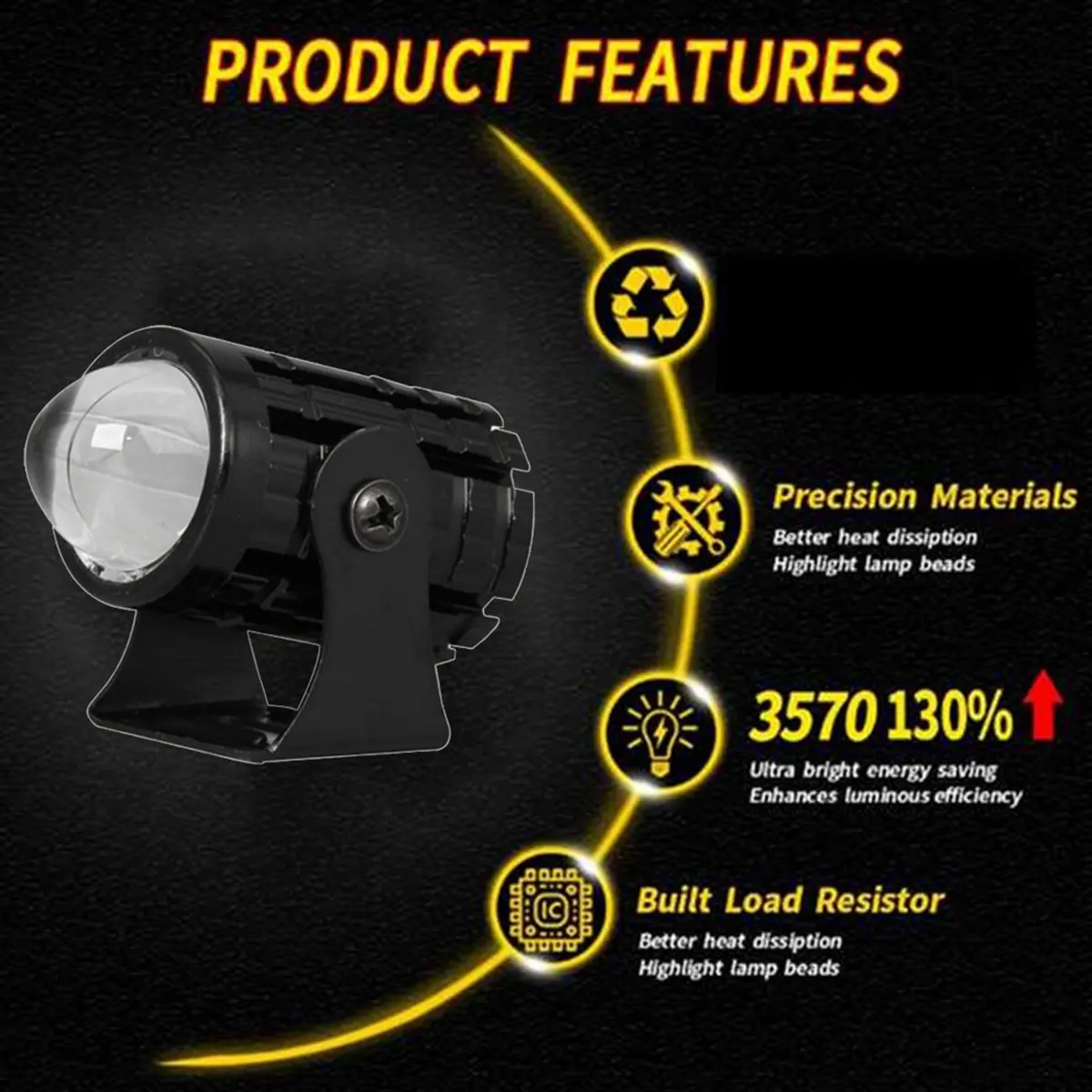 ●Motorcycle High Power Lens Spotlight 6000K LED Dual Color External Spotlights 8-80V Headlights with Switch A